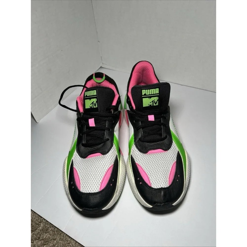 PUMA MTV x RS-X Tracks Bold 80s style 370408-01 8 EUC Neon Pink Green Pumas 10.5